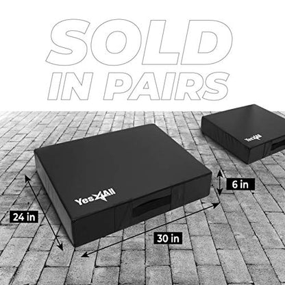 Yes4All Silencer Drop Pads/Weightlifting Drop Pads with PVC Cover & Easy Carry Handles – Sold in PairsVariation Theme - color: B. Black - 6in
