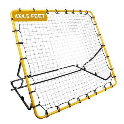 Baseball Rebounder Net, 4x4.5FT Bounce Back Net Fielding Trainer w/ 3 Adjustable Angles for Baseball and Softball Pitch Back Rebound Practice, UV & Weather Resistant Easy-Fold Design