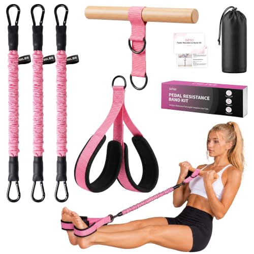 Pedal Resistance Bands with Handles for Women & Men - color: Pink