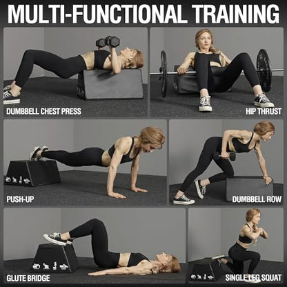 Mikolo Hip Thrust Bench, Hip Thrust Machine at Home for Glute Bridge, Multi-Functional Hip Thrust Box with Non-Slip, Glute Workout Equipment, 700LB Load Capacity, Core & Ab Strength Training - size: Large