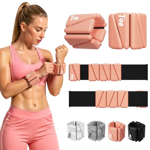 T98 Wrist & Ankle Weights for Women Men, Wearable Wrist Weights Set of 2(1Lbs Each), Adjustable Arm Leg Bracelet Weights for Strength Training, Aerobics, Barre, Suit for Home Outdoor Workout