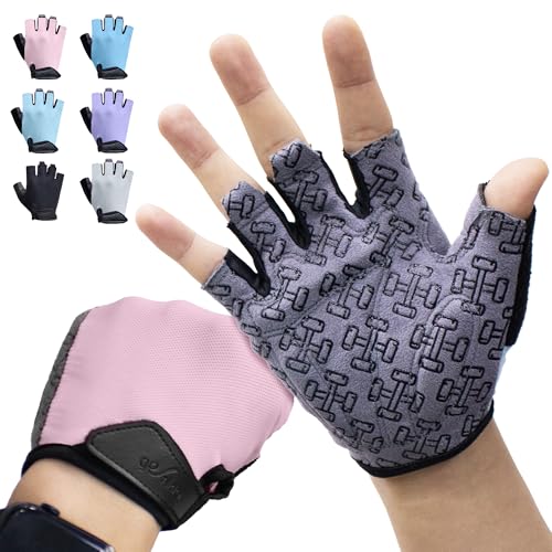 Workout Gloves for Women Men, Full Palm Silicone Grip, Padded Half Finger Gloves for Gym, Weight Lifting, Cycling