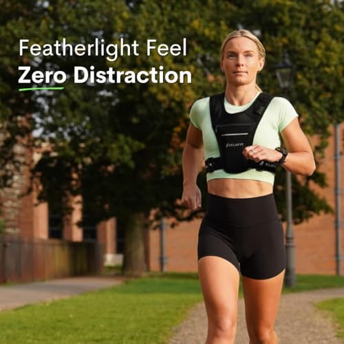 ZelaFit™ Running Phone Holder Vest for Women & Men – Lightweight Running Gear and Everyday Running Essentials – Chest Rig Phone Holder for Running (Black)