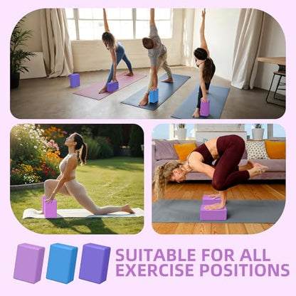 Large Foam Yoga Block 1 Pack, 9x6x4 Sturdy Pilates Block, Workout Block, Non Slip Surface Yoga Brick for Pilates Meditation, Stretching and Toning - color: Purple-