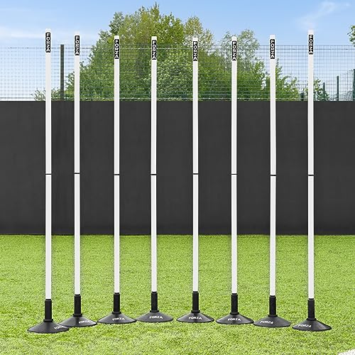 FORZA Slalom Agility Poles | Improve Endurance, Speed & Footwork | Color, Size & Rubber Base Options Available [8 Pack] - color: White, size: With Bases, style: 6ft
