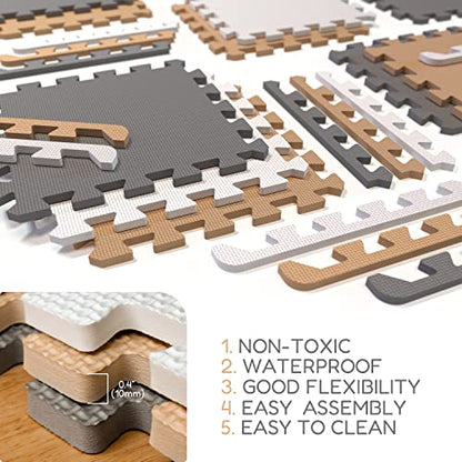 Angels Soft Foam Baby Play Mats Tiles 32 pcs Set covers over 46x46- Playmat Multi Use, Create & Build A Safe Area Interlocking Jigsaw Puzzle eva Non-Toxic Floor for Toddler Infant Kids Toy Room & Yard