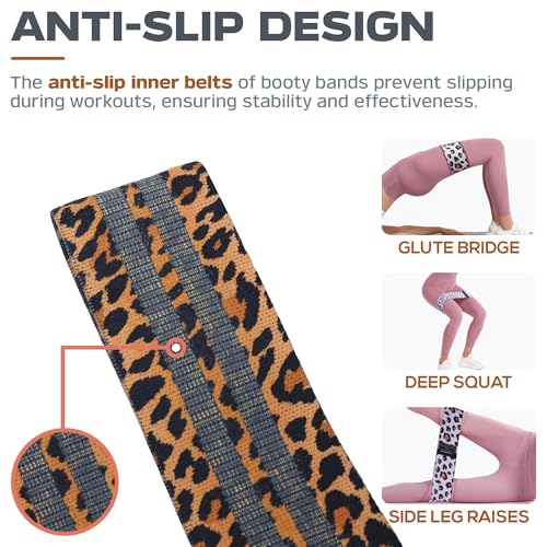 Booty Bands, 3 Levels Hip Bands, Polyester-Cotton and Latex Silk Workout Bands Resistance Bands for Home, Gym, Fitness, Pilates, Yoga (Pack of 3) - style: Leopard-New