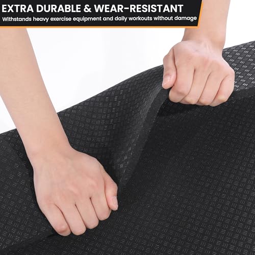 0.5 Inch Walking Pad Mat, 55x24 Inch Non-Slip Treadmill Mat for Walking Pad, Treadmill, Bike, Exercise, Heavy Duty Workout Floor Protection for Carpet Floors(Black)