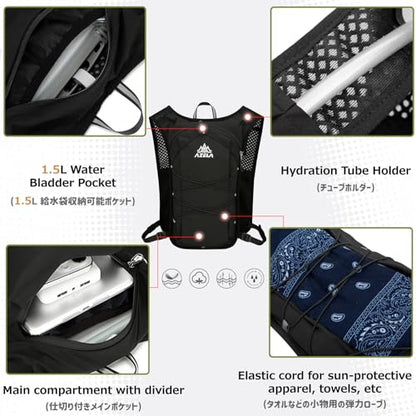 Running Water Bottles Flask BPA Free Leakproof Hydration Vest Packs Waist Belt Replacement for Triathlon Marathon Hiking Cycling Climbing Runner - color: #2 Dark Blue (7L) + 1.5L White Water Bladder