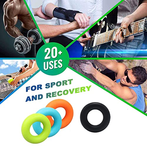4 Pack Hand Grip Strengthener Rings Finger Exerciser Grip Strength Trainer Silicone Squeezer Gripper for Muscle Strengthening Training Forearm Grip Workout Stress Relief Rehabilitation 30LB-60LB