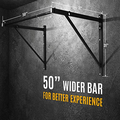 Yes4All Heavy Duty Wall Mounted Pull Up Bar – Multi-Grip Ceiling Strength/Joist Mount/Chin-Up Bar for Home Gym Portable