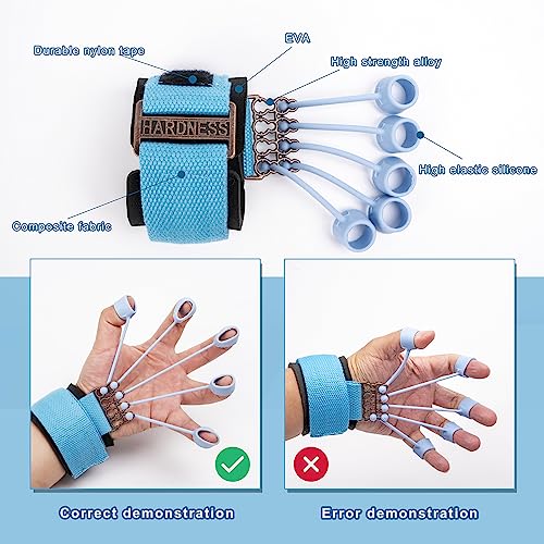 Finger Strengthener Band Exerciser Trainer ,Finger Resistance Band for Hand Grip Strength Forearm Stretching Rehabilitation Fitness Assist for Arthritis, Carpal Tunnel for Muscle Building and Injury Recovery.