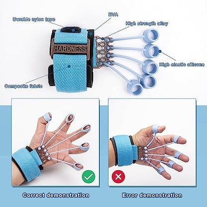 Finger Strengthener Band Exerciser Trainer ,Finger Resistance Band for Hand Grip Strength Forearm Stretching Rehabilitation Fitness Assist for Arthritis, Carpal Tunnel for Muscle Building and Injury Recovery.