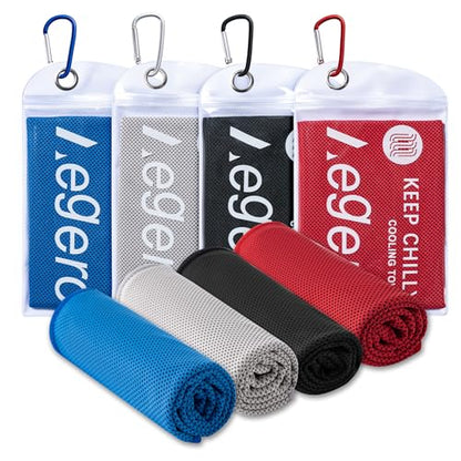 4Pack Cooling Towel 40"x12" Cooling Neck Wraps,Soft Breathable ChillyTowel - color: Deep Blue/Grey/Black/Red
