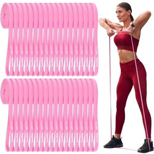 36 Pcs Resistance Bands Set, Elastic Workout Bands for Home Gym, Strength Training, Yoga and Physical Therapy, Exercise Loop for Men and Women - color: Pink, size: 0.51 Inch