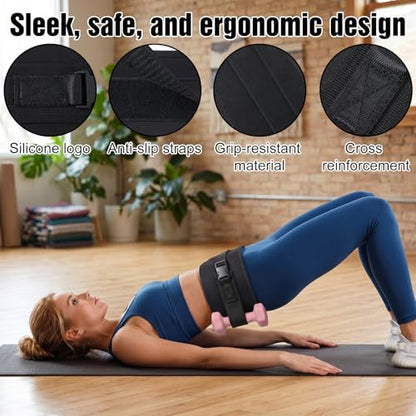 Hip Thrust Dumbbell Holder Belt, Wide Padded Support Belt | Hip Thrust Belt for Dumbbell, Kettlebell, Adjustable Non-Slip Safety Straps for Squats, Glute Bridges, Strength Training