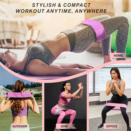Resistance Bands for Legs and Butt Exercise Bands, Non Slip Elastic Fabric Bands 3 Levels Loop Workout Bands for Women Squat Glute Hip Training, Set of 3 Pack
