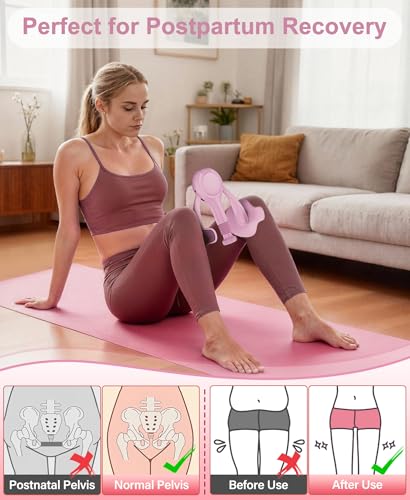 Pelvic Floor Exercise Devices Kegel Exerciser Muscle Trainer 15-70lbs Adjustable for Women/Men, Inner Thigh Exerciser Hip Abductor Machine with Resistance Band, Leg Workout
