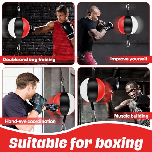 Doorway Punching Bag Double End Bag for Boxing, No Wall Installation Boxing Training Set with Bungee Cords, Double End Punching Ball Striking Equipment for Training at Home & Gym