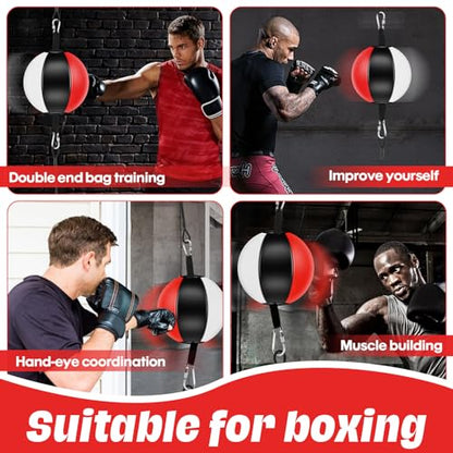 Doorway Punching Bag Double End Bag for Boxing, No Wall Installation Boxing Training Set with Bungee Cords, Double End Punching Ball Striking Equipment for Training at Home & Gym