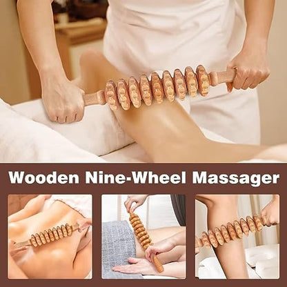 10-in-1 Wood Therapy Massage Tools Gua Sha Wooden Massager for Body Shaping Massage Tool Set Wood Therapy Tools for Relieving Muscle Pain Body Lymphatic Drainage Massager Anti-Cellulite
