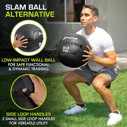 ProSource Soft Medicine Balls for CrossFit Wall Ball and Full Body Dynamic Exercises, Color-Coded Weights: 6, 8, 10, 14, 20, 25 lb. - color: Black 20 LB