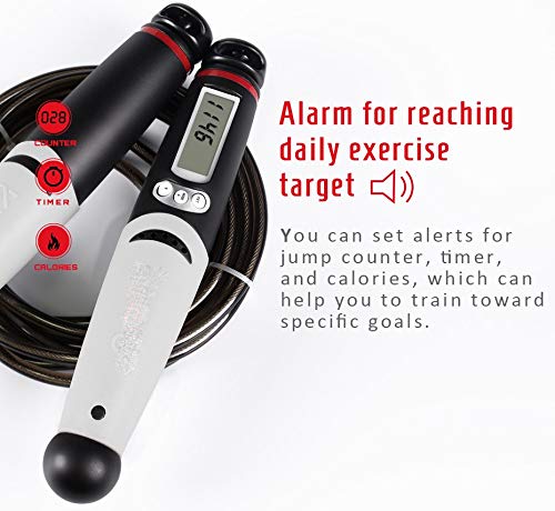 Jump Rope Digital Counter for Indoor/Outdoor Fitness Training Boxing Adjustable Calorie Skipping Workout for Women