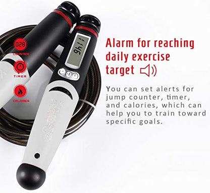 Jump Rope Digital Counter for Indoor/Outdoor Fitness Training Boxing Adjustable Calorie Skipping Workout for Women