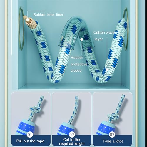 Kids Jump Rope Skipping Rope for Kids -Adjustable Cotton Jumping Ropes with Wooden Handle,Light Weight for Fitness Workout Exercise Outdoor Activity