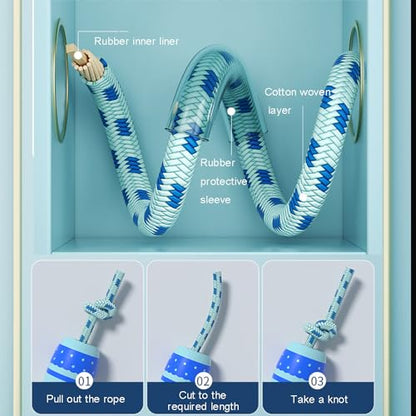 Kids Jump Rope Skipping Rope for Kids -Adjustable Cotton Jumping Ropes with Wooden Handle,Light Weight for Fitness Workout Exercise Outdoor Activity