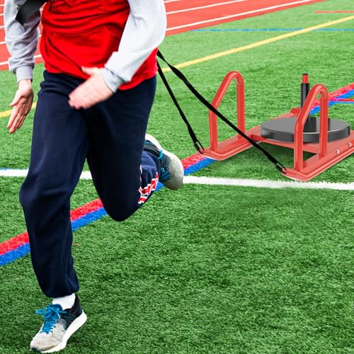 Kipika Weight Sled, Workout Sled, Fitness Strength Training Sled, Speed Training Sled for Athletic Exercise, Speed Improvement, Easily Through Obstacles, Suitable for 1" & 2" Weight Plate - color: C- Red