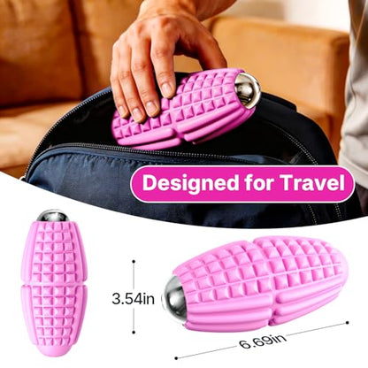 Mini Massage Ball 4 Speeds Vibrating Massage Roller Ball for Foot,Leg,Palm,Hand,Neck,Back,Trigger Point Portable Muscle Plantar Fasciitis Relief Relaxation for Athletes & Office Workers (Pink)