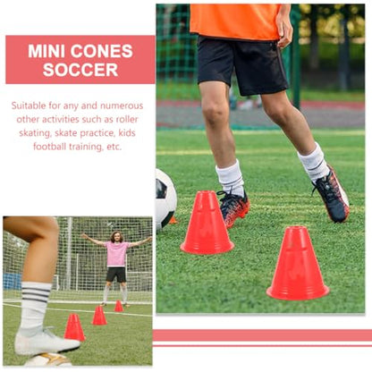 MAGICLULU 20pcs 8cm High Plastic Soccer Cones Football Training Marker Set for Agility and Roller Skating, Red Mini Sports Field Cones for Indoor and Outdoor Use
