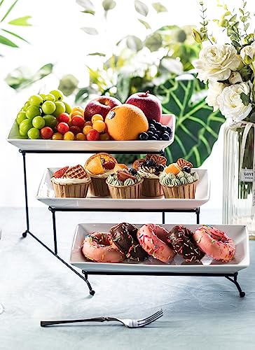 LYEOBOH 3 Tier Serving Tray, Tiered Serving Tray, Platters for Food Display - color: Black, style: 12inch Rectangle platter