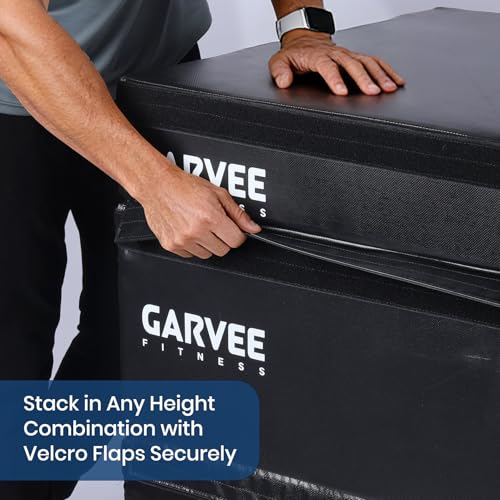 Stackable Plyo Box 6/12/20 Inch, Adjustable Plyometric Jump Box, Soft Foam Step Up Boxes for Home Gym Workouts, Soft Plyo Box for Professional Strength, HIIT, Step-Ups, and Training