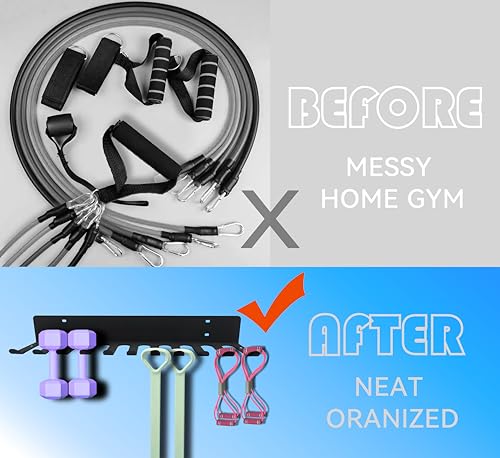 11hooks heavy duty Multi-Purpose gym storage wall Organizer rack Home Gym Storage Rack for Gym Equipment for Barbells, Lifting Belts， Jump Ropes,Resistance Bands, Gym Accessories