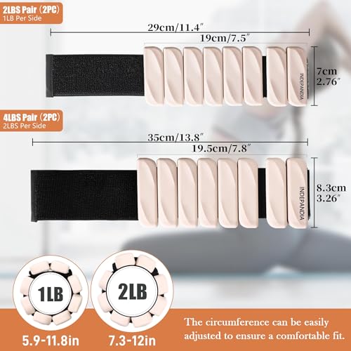 Wrist & Ankle Weights for Women and Men, 2lbs/4lbs Pairs Adjustable Silicone Weighted Bangles for Arm & Leg Workouts, Perfect for Pilates, Barre, Yoga, Walking & Home Fitness