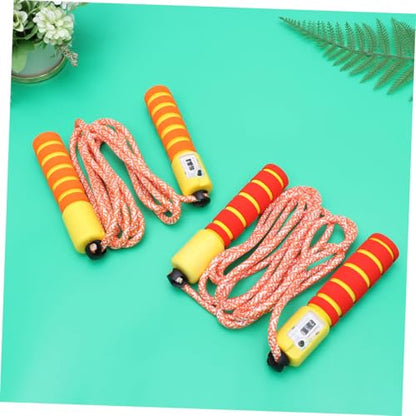 LIOOBO 2pcs Counting Jump Rope for Electronic Cotton Skipping Rope with Digital Counter for Workout and Exercise Games Red-yellow Orange-yellow