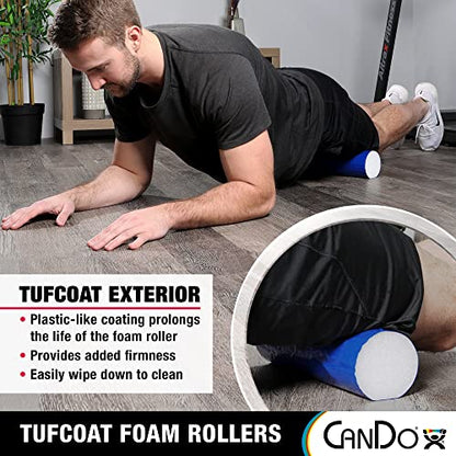 CanDo Premium TufCoat Blue Coated Foam Rollers for Muscle Restoration, Massage Therapy, Rehabilitation, Sport Recovery and Physical Therapy for Home, Clinic and Gym - size: 4" X 36", style: Round