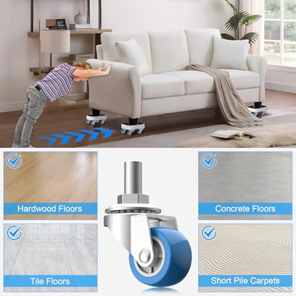 New Upgrade Furniture Sliders, Furniture Movers with Wheels and Furniture Movers Sliders for Carpets and Hardwood Floor