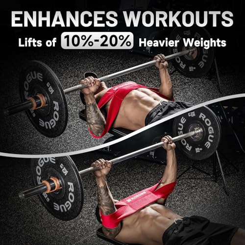 KCROSS Bench Press Band for Men and Women, Weight Lifting Bench Press Band, Push Up Exercise Bench - color: Red, size: M(7.6in)
