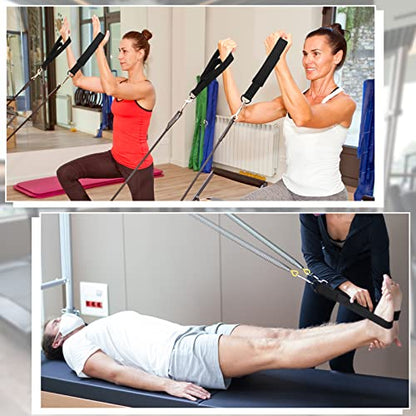 2 Pcs Pilates Double Loop Straps for Reformer Feet Fitness Equipment Straps D-Ring Exercise Yoga Pilates Equipment for Gym Workout Home