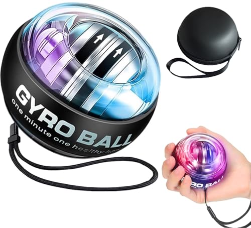Auto-Start Wrist Power Gyro Ball with LED Lights, Wrist Strengthener and Forearm Exerciser for Stronger Arm Fingers and Muscle - color: Colourful Light-Transparent