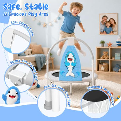 36" Toddler Trampoline, 3FT ASTM Certified Foldable Mini Trampoline for Kids with Animal Pattern, Kids Trampolines Indoor with Foam Handle, Gifts for Boys&Girls