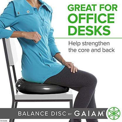 Gaiam Balance Disc Wobble Cushion, 16", Core Stability Seat - color: Black