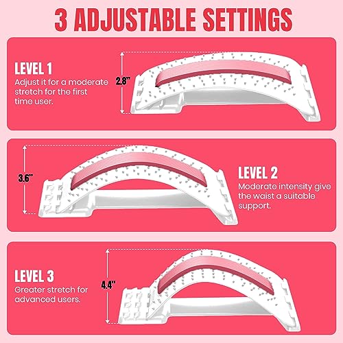 Pursonic Premium Back Stretcher for Pain Relief and Posture Correction - Adjustable Design with Cushioned Foam Padding – Personalized Spinal Alignment for Office Chair, Sofa, or Floor Use - Durable (WHITE)
