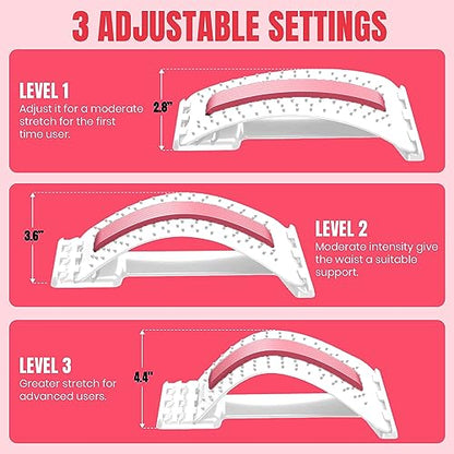 Pursonic Premium Back Stretcher for Pain Relief and Posture Correction - Adjustable Design with Cushioned Foam Padding – Personalized Spinal Alignment for Office Chair, Sofa, or Floor Use - Durable (WHITE)