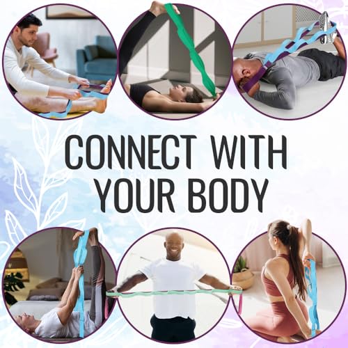 Stretching Strap with 10 Loops for Physical Therapy & Rehab | Non-Elastic Yoga Stretch Band for Hamstring, Leg, Hip & Knee Rehab, Pilates, Flexibility & Mobility Exercises for Men & Women