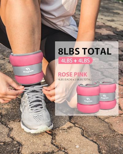 Ankle Weights, 1/2/3/4/6/8/10 LB 1 Pair Wrist Leg Arm Weight for Women, Men - color: Pink, size: 4 lbs x2