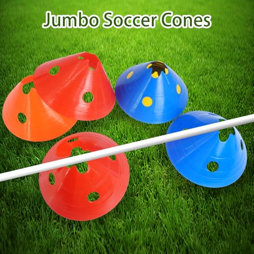 21 Pcs Jumbo Disc Cones with Mesh Bag, Large Soccer Cones Agility Training Sports Equipment for Football Basketball Ice Rink